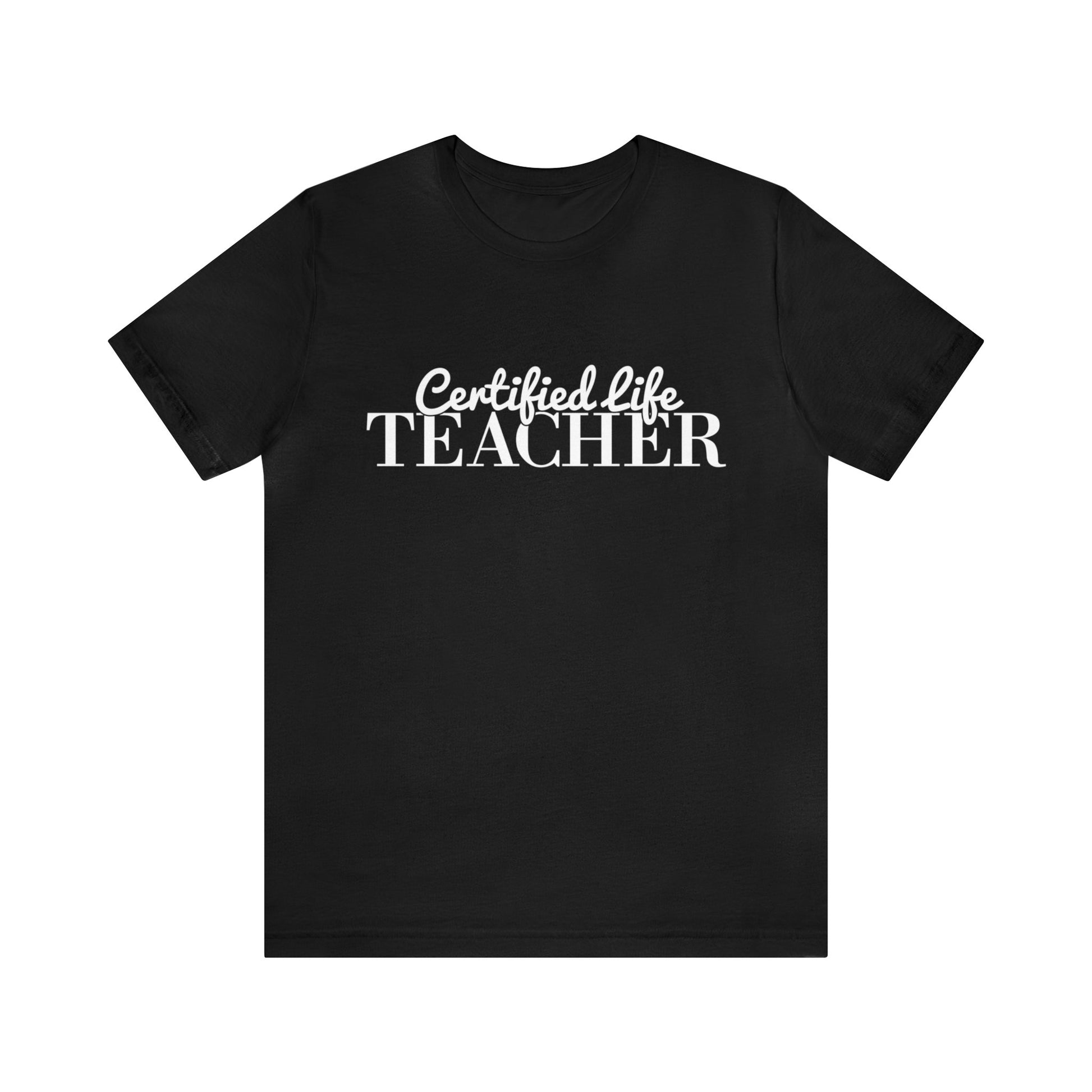 Images displaying the T-shirt worn by a homeschooling parent possibly teaching or engaging in everyday activities.