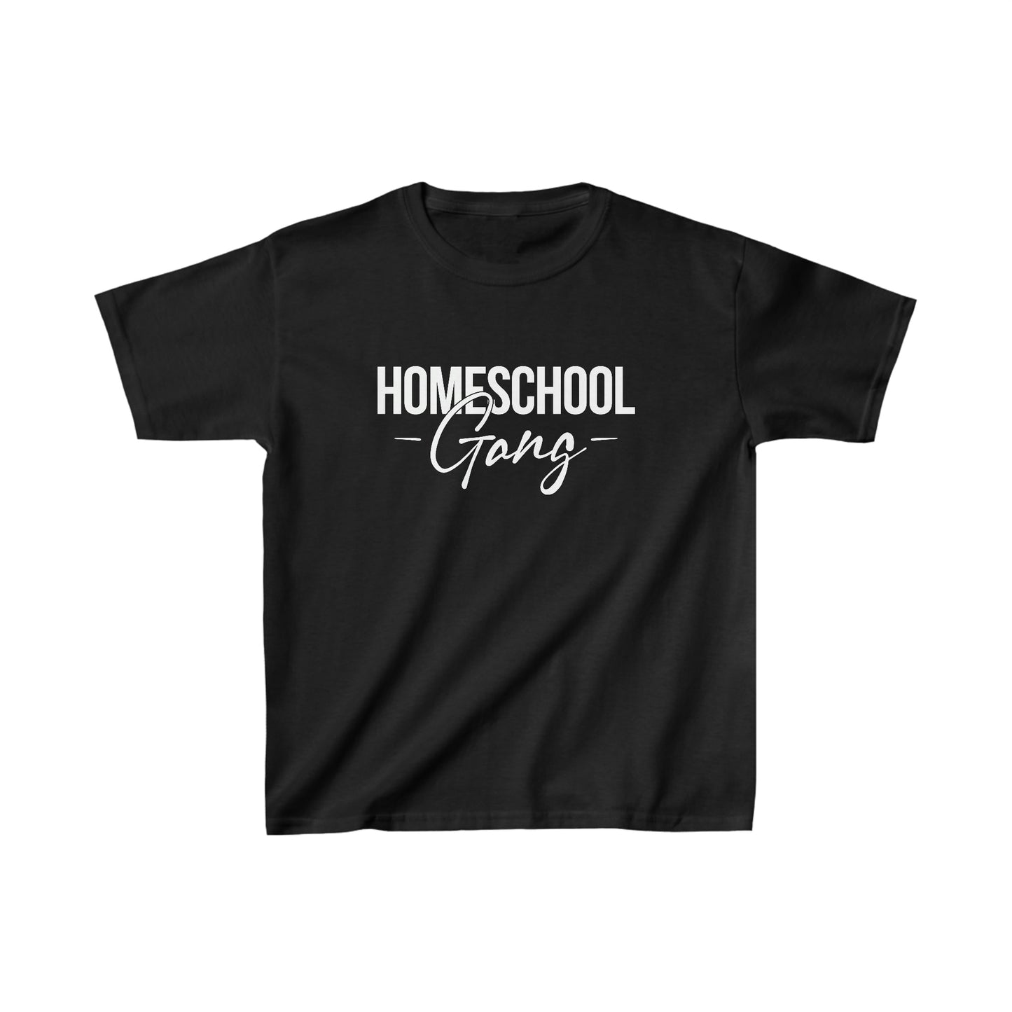 Detailed view of the high-quality, soft cotton fabric of the Kids Homeschool Gang Tee.